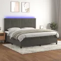 cadre de lit matelas et LED Gris foncé 200x200 cm