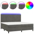 cadre de lit matelas et LED Gris foncé 200x200 cm