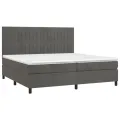 cadre de lit matelas et LED Gris foncé 200x200 cm