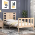 Cadre de lit avec tête de lit simple bois massif