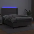cadre de lit matelas LED Gris 140x200 cm Similicuir
