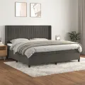 cadre de lit et matelas Gris foncé 200x200cm Velours