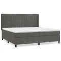 cadre de lit et matelas Gris foncé 200x200cm Velours