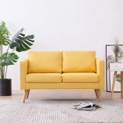 Canapé à 2 places Tissu Jaune