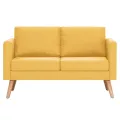 Canapé à 2 places Tissu Jaune
