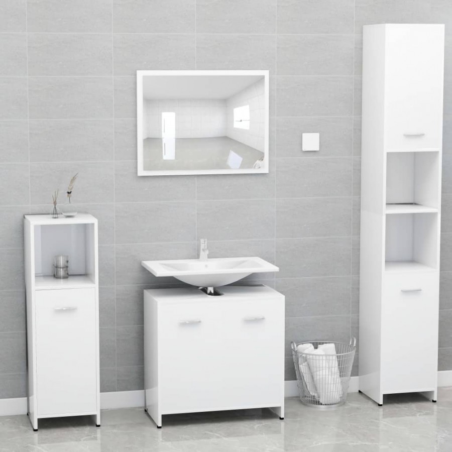 Ensemble de meubles de salle de bain Blanc Bois d'ingénierie