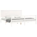 Cadre de lit avec tête de lit blanc 200x200 cm bois massif