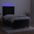 cadre de lit matelas et LED Noir 100x200 cm Velours