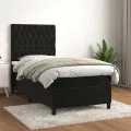 cadre de lit avec matelas Noir 100x200 cm Velours