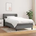 cadre de lit avec matelas Gris foncé 100x200cm Tissu