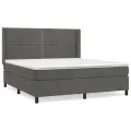 cadre de lit et matelas Gris foncé 160x200cm Velours
