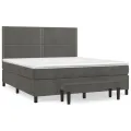 cadre de lit et matelas Gris foncé 160x200cm Velours