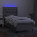 cadre de lit matelas LED Gris clair 90x200cm Tissu