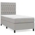 cadre de lit avec matelas Gris clair 90x200 cm Tissu