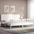 Cadre de lit avec tête de lit blanc 200x200 cm bois massif