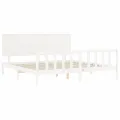 Cadre de lit avec tête de lit blanc 200x200 cm bois massif
