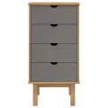 Commode OTTA marron et gris 45x39x90 cm bois de pin massif