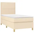 cadre de lit et matelas et LED Crème 90x190 cm Tissu