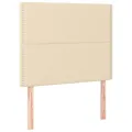 cadre de lit et matelas et LED Crème 90x200 cm Tissu