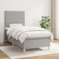 cadre de lit avec matelas Gris clair 100x200cm Tissu