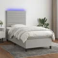 cadre de lit et matelas et LED Gris clair 100x200 cm