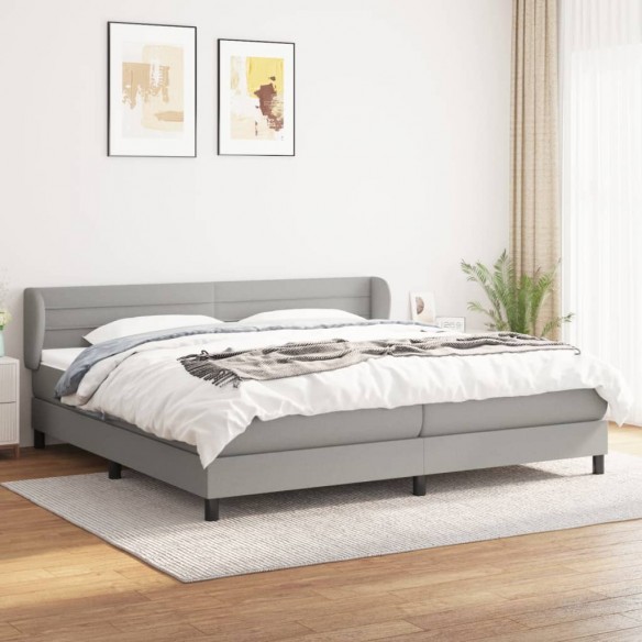 Sommier à lattes de lit avec matelas Gris clair 200x200cm Tissu