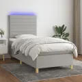 cadre de lit matelas et LED Gris clair 100x200 cm