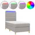 cadre de lit matelas et LED Gris clair 100x200 cm