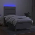 cadre de lit matelas et LED Gris clair 100x200 cm