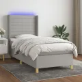 cadre de lit matelas LED Gris clair 100x200 cm Tissu