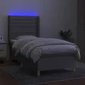 cadre de lit matelas LED Gris clair 100x200 cm Tissu