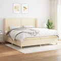 cadre de lit avec matelas Crème 200x200 cm Tissu