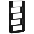 Bibliothèque/Séparateur de pièce Noir 80x25x163,5 cm Pin solide