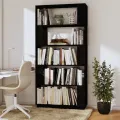 Bibliothèque/Séparateur de pièce Noir 80x25x163,5 cm Pin solide