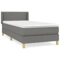cadre de lit avec matelas Gris foncé 90x200 cm Tissu