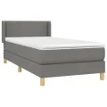 cadre de lit avec matelas Gris foncé 90x200 cm Tissu