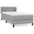 cadre de lit et matelas Gris clair 90x190 cm Tissu