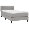 cadre de lit et matelas Gris clair 90x190 cm Tissu