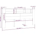 Armoire de tête de lit Gris béton 220x18,5x104,5 cm