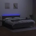 cadre de lit et matelas et LED Gris foncé 180x200 cm
