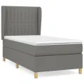 cadre de lit avec matelas Gris foncé 90x200 cm Tissu