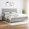 cadre de lit avec matelas Gris clair 200x200cm Tissu