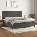 cadre de lit et matelas Gris foncé 200x200cm Velours