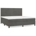 cadre de lit et matelas Gris foncé 200x200cm Velours