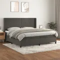 cadre de lit et matelas Gris foncé 200x200cm Velours