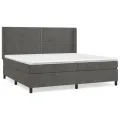 cadre de lit et matelas Gris foncé 200x200cm Velours