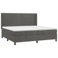 cadre de lit et matelas Gris foncé 200x200cm Velours