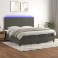 cadre de lit matelas et LED Gris foncé 200x200 cm