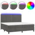 cadre de lit matelas et LED Gris foncé 200x200 cm