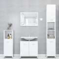 Ensemble de meubles de salle de bain 4 pcs Blanc Aggloméré